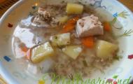 Grikių sriuba su bulvėmis (su mėsa arba liesa)