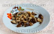 Kako pripremiti salatu u korpi od gljiva, opcije recepta